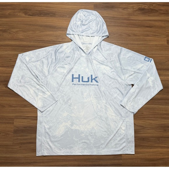 Huk Other - Huk Mossy Oak Pursuit Performance Fishing Hoodie Hydro Camo Blue/Grey Sz 2XL